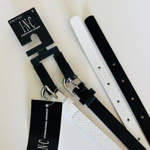 INC International Concepts Women's 2 Belt Set Black/White Size S